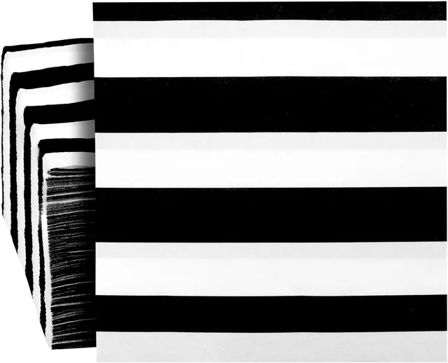 BLUE PANDA Black & White Stripe Dinner Napkins, 150-Count