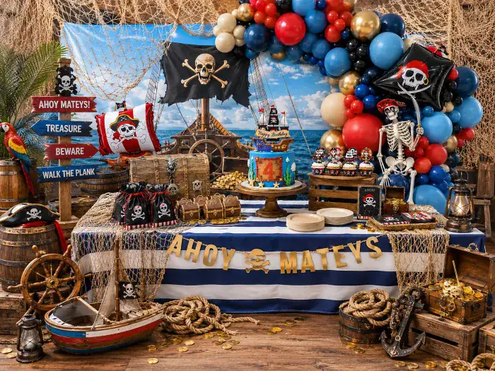 Vintage Nautical Pirate party setup