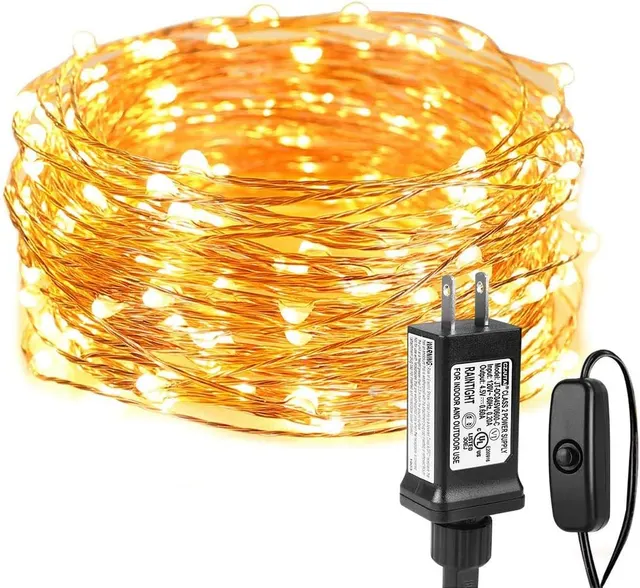 Lighting EVER Fairy Lights Plug-In, 33ft 100 LED String Lights — Warm White, Thin Copper Wire