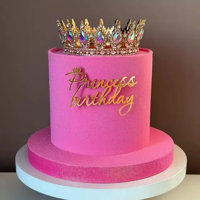 Happy Princess Birthday Cake Topper — Acrylic Gold, Cake Side Decoration