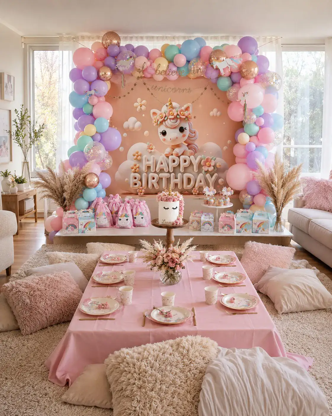 Pastel Dream Unicorn party setup