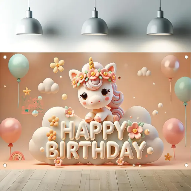 Unicorn Birthday Backdrop — Pastel Unicorn Fairy