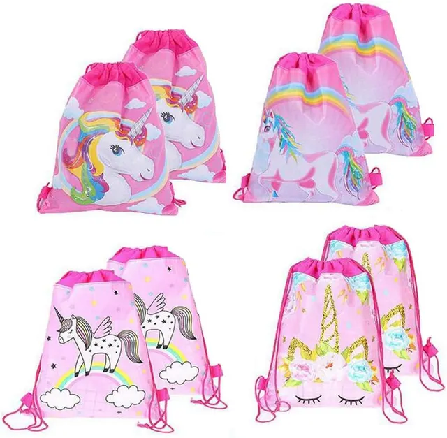 Unicorn Drawstring Backpack Favor Bags, 8-Pack