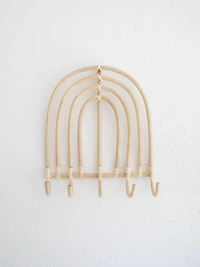 SoBoho Rattan Rainbow Wall Hanger, Muted Rainbow